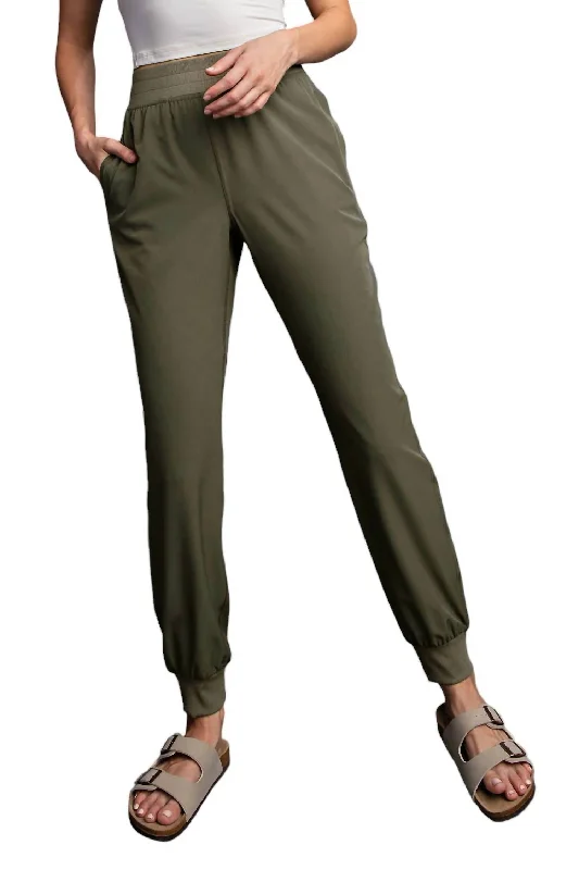 Special Discounts Inside!Mid Rise Jogger Pants In Army Green