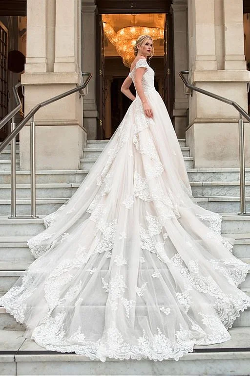 Mega Sale Happening Now!Off-the-shoulder Cathedral Train Wedding Gown with Lace Bodice Mega Sale Happening Now!Off-the-shoulder Cathedral Train Wedding Gown with Lace Bodice