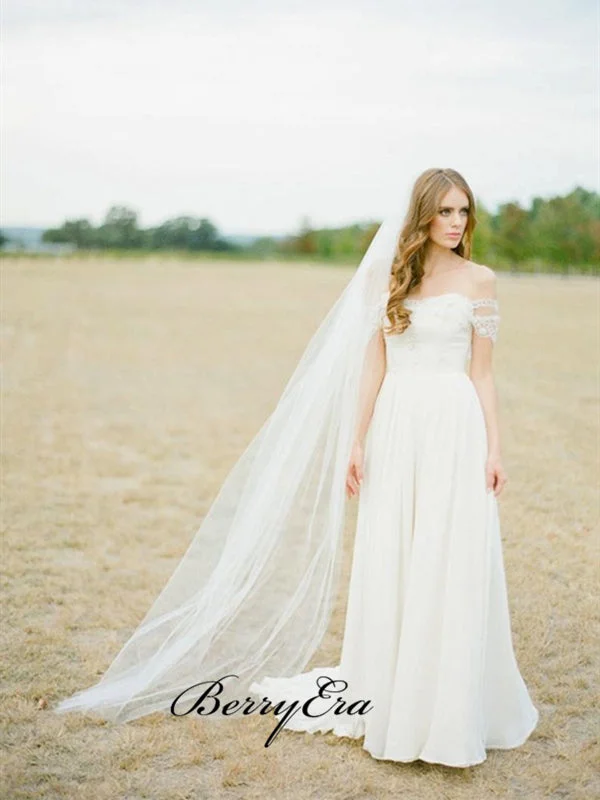 New Discounts Just Dropped!Off The Shoulder Fashion Beach Wedding Dresses, Lace Elegant Long Wedding Dresses