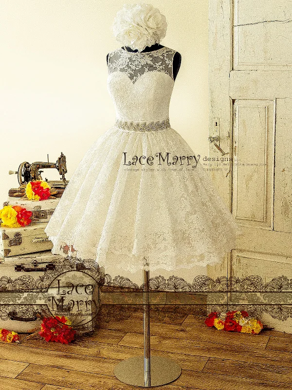 One Day Only – Huge Savings!Pin-Up Lace Wedding Dress Inspired by 50's