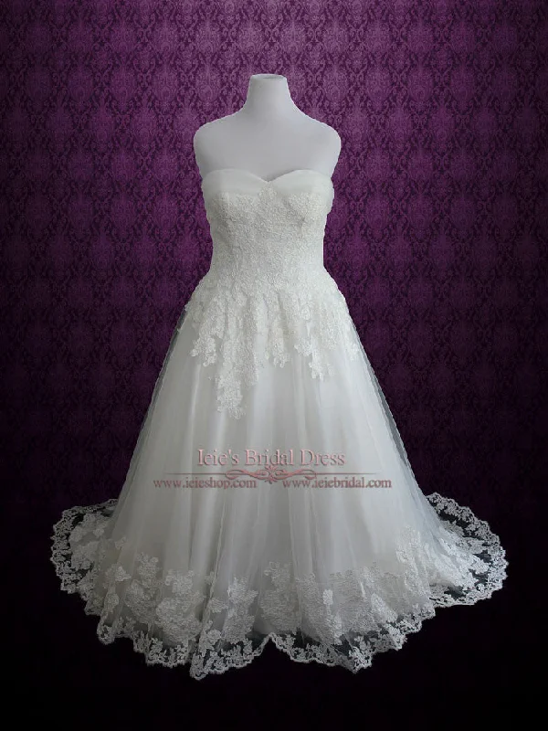 Special Offer – Act Fast!Plus Size Strapless Lace Princess A-line Wedding Dress | ASHIMA
