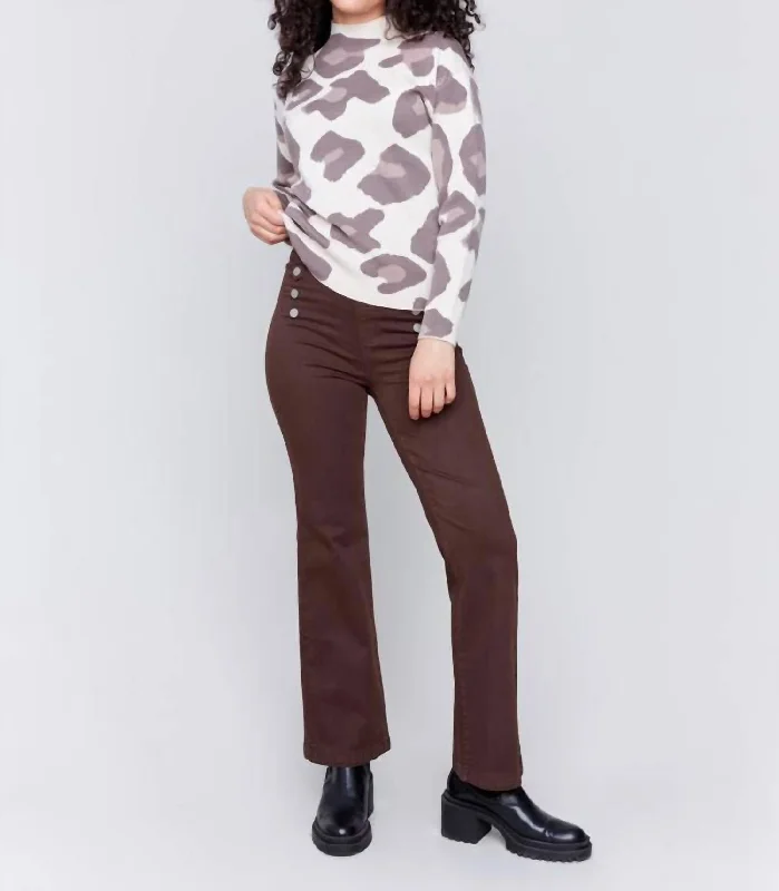 Find Your Perfect Deal Today!Pull-On Flare Twill Pants In Mocha