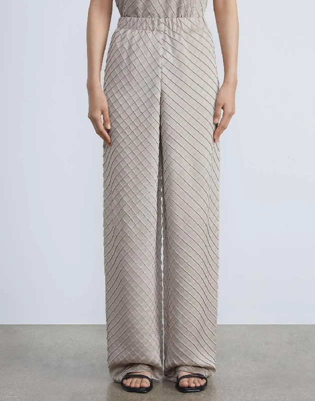 Seasonal Sale – Shop Now!Regenerated Poly Satin Diamond Pleat Riverside Pant In Sandstone