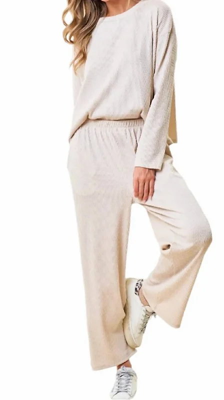 Exclusive Savings This Week!Ribbed Top And Pants Set In Natural