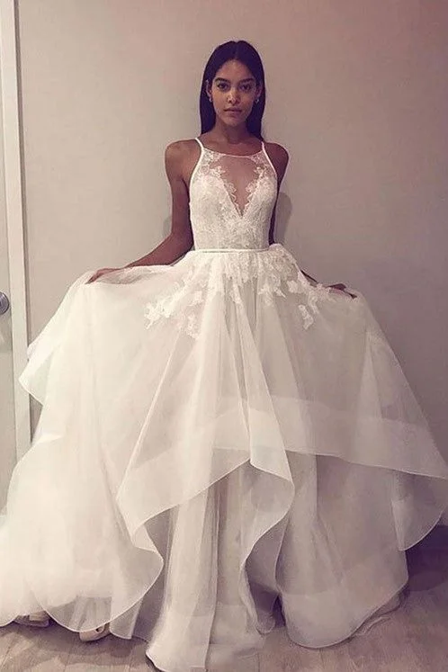 Special Discounts Inside!Ruffled 2019 Style Wedding Dress with Lace Illusion Bodice