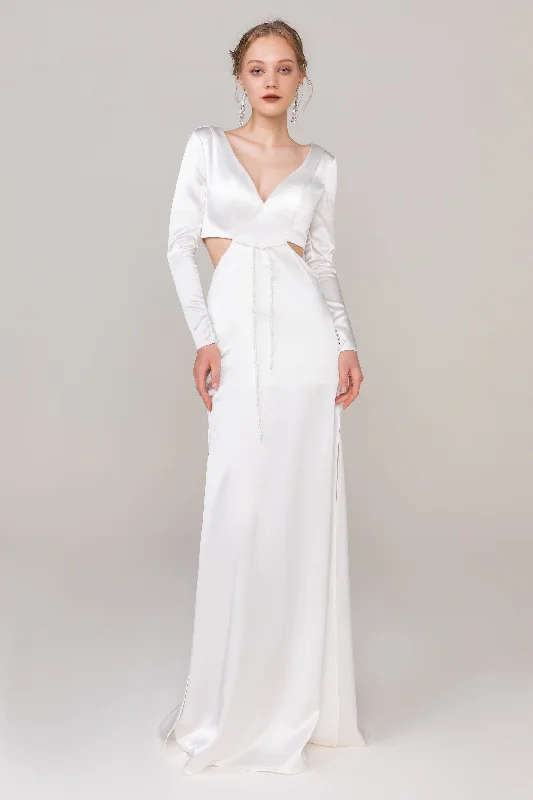 New Discounts Just Dropped!Sheath-Column Sweep-Brush Train Satin Wedding Dress CW2411 New Discounts Just Dropped!Sheath-Column Sweep-Brush Train Satin Wedding Dress CW2411