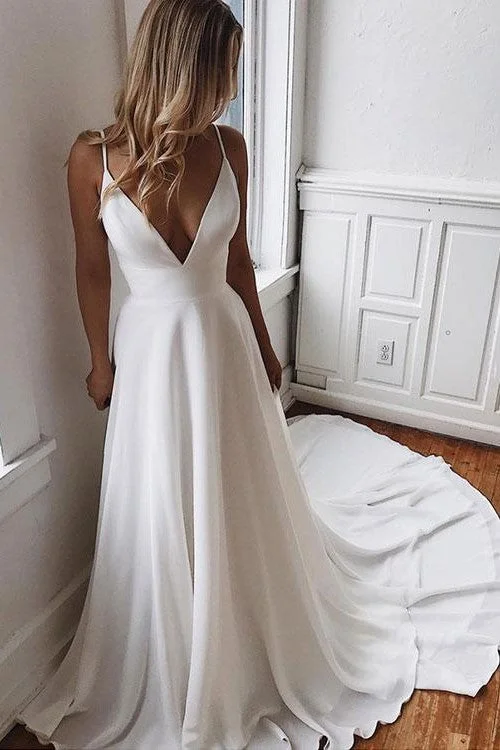Lowest Prices Guaranteed!Spaghetti Straps Chiffon Bridal Dresses for Beach Weddings