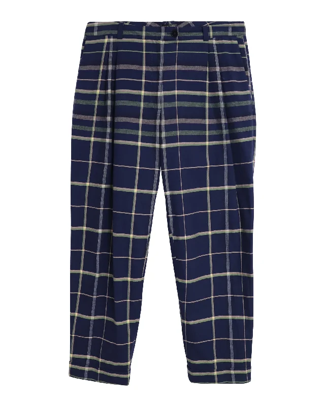 Shop the Hottest Deals!Stine Goya Checked Trousers in Navy Blue Cotton
