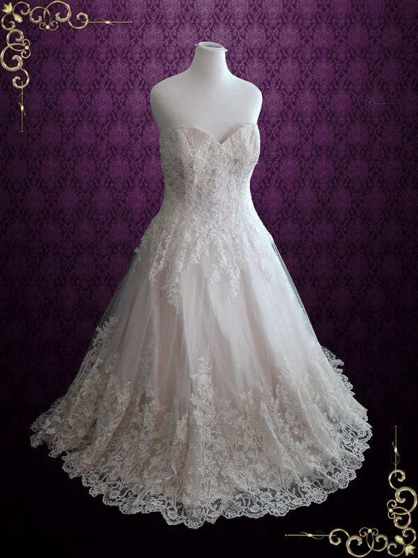 Snag the Best Prices Now!Strapless Lace Wedding Dress | Margaret