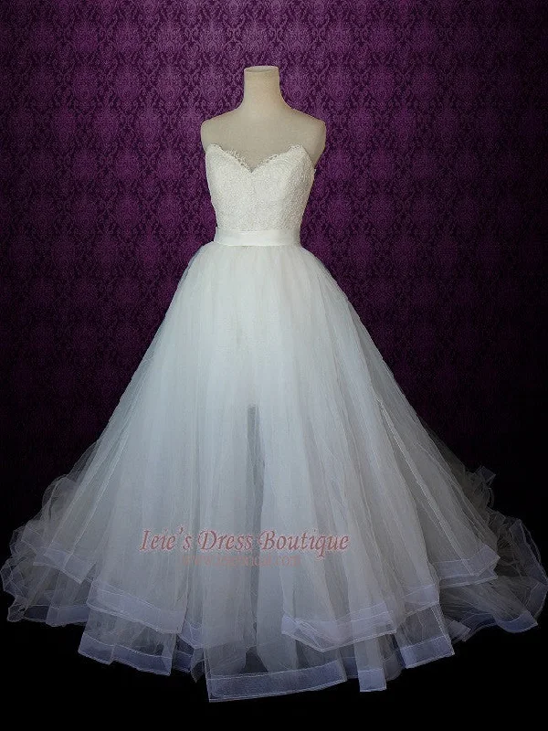 Seasonal Sale – Shop Now!Strapless Two Piece Convertible Ivory Lace Wedding Dress | Jane