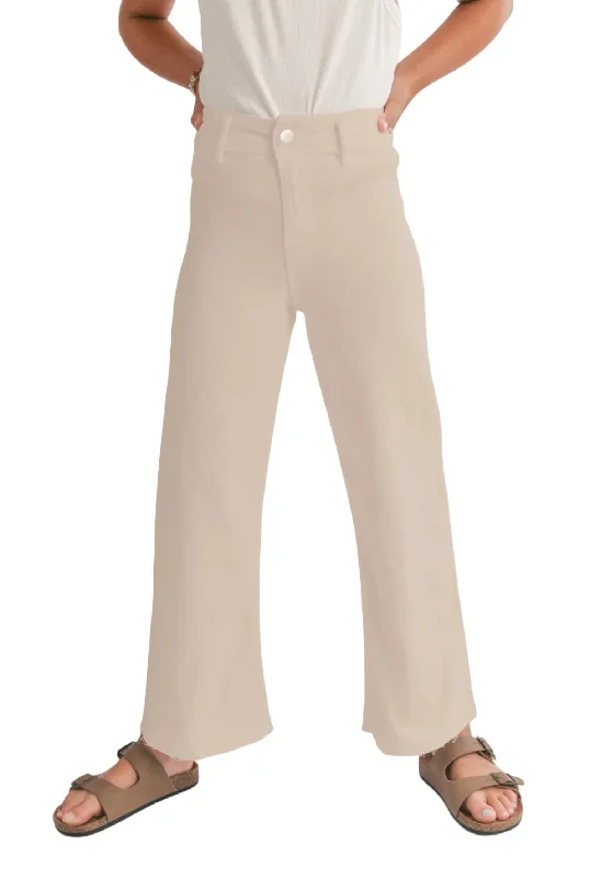 Snag the Best Prices Now!Tween Clear Eyes Wide Leg Denim Pants In Cream