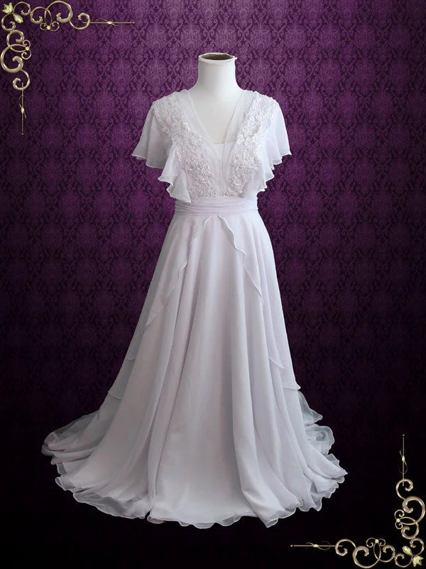 Shop Before It’s Gone!Whimsical Grecian Chiffon Wedding Dress with Butterfly Sleeves KATIE Shop Before It’s Gone!Whimsical Grecian Chiffon Wedding Dress with Butterfly Sleeves KATIE