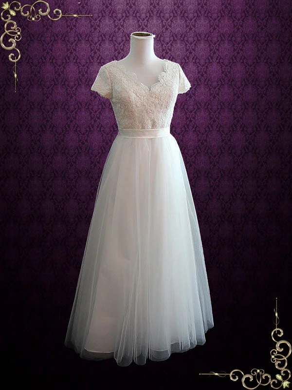 Shop Now and Save!Whimsical Beach Lace Wedding Dress with Cap Sleeve ELISSA