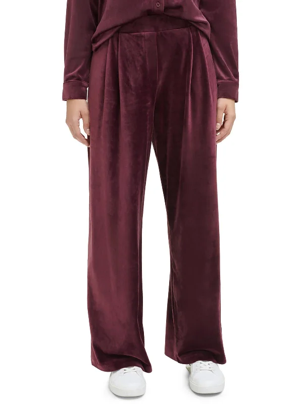 Massive Price Cuts!Womens Velvet Mid Rise Wide Leg Pants