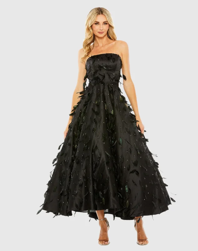 Don’t Wait – Shop Today!Strapless Feather Embellished Ball Gown