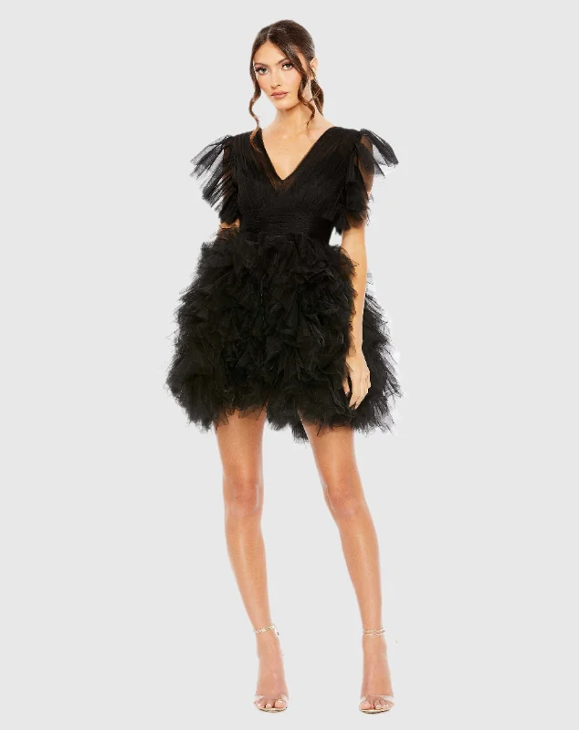 Special Offer – Act Fast!Flutter Ruffle Sleeve Tiered Dress