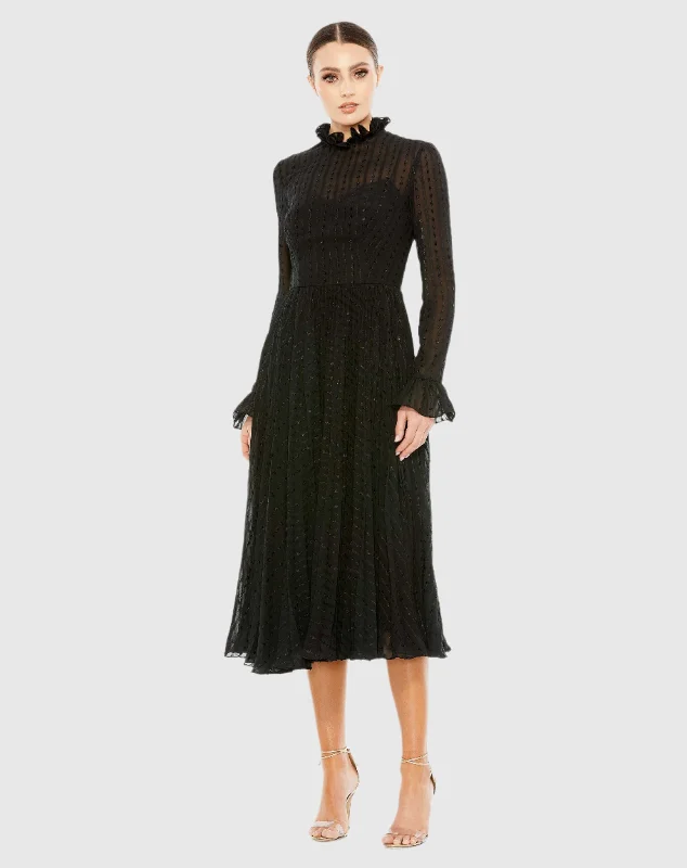 Your Shopping Wish, Our Discount Command!Embroidered Long Sleeve Ruffle Dress