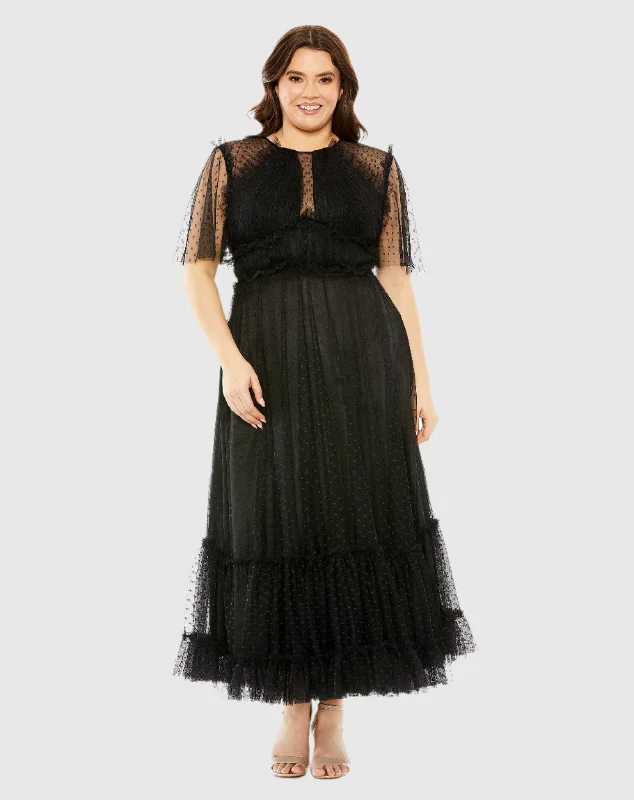Get It Before It’s Gone!High Neck Tulle Polka Dot Detail Dress