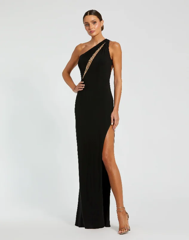 Best Offers of the Month!One Shoulder Gown with Sheer Embellished Cut Out
