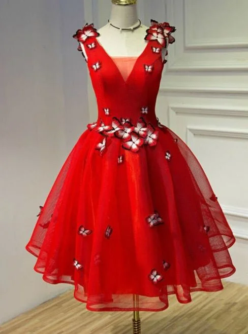 Bigger Savings, Better Shopping!A line red v neck homecoming dress cg1810