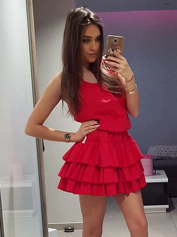 Huge Savings – Act Now!A-Line Scoop Neckline Sleeveless Red Short Cheap Homecoming Dresses cg1653
