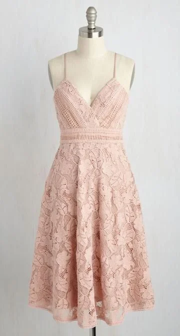 Unbeatable Prices!A-Line Spaghetti Straps Knee-Length Pink Sleeveless Lace Homecoming dress cg1974