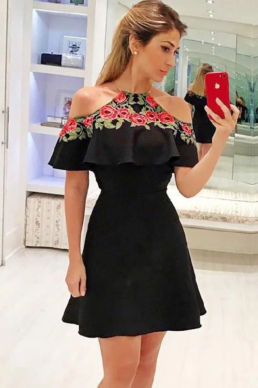 Special Offer – Act Fast!A-Line V-Neck black Short Homecoming Dress cg2431