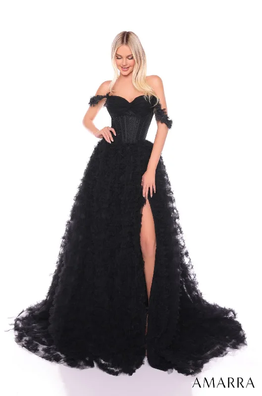 Hurry, Sale Ends Soon!Amarra 88152 Long Formal A Line Slit Evening Prom Dress