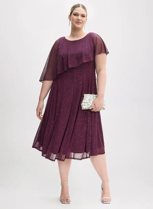 Save Up to 50% Off!Asymmetric Capelet Dress