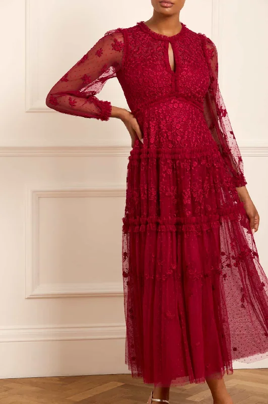 Flash Sale – Act Fast!Autumn Lace Long Sleeve Ankle Gown