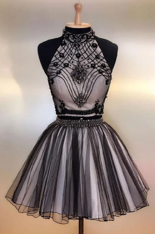 Bigger Savings, Better Shopping!Black tulle beads short dress, black homecoming dress cg2028