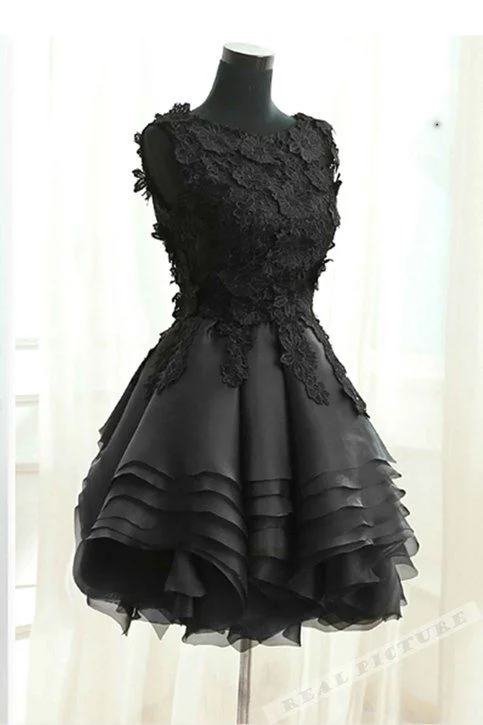 Get More for Less!Black tulle lace round neck short dress,homecoming dresses cg2168