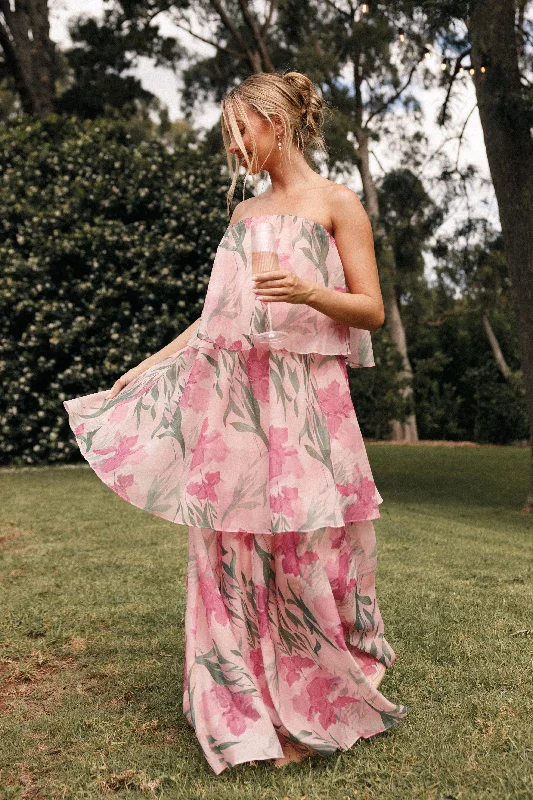 Flash Deals – Act Quickly!Bloom Strapless Maxi Dress - Pink Floral