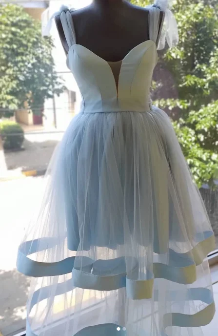 Shop Today, Save Tomorrow!BLUE TULLE SHORT DRESS, BLUE TULLE HOMECOMING DRESS cg2386