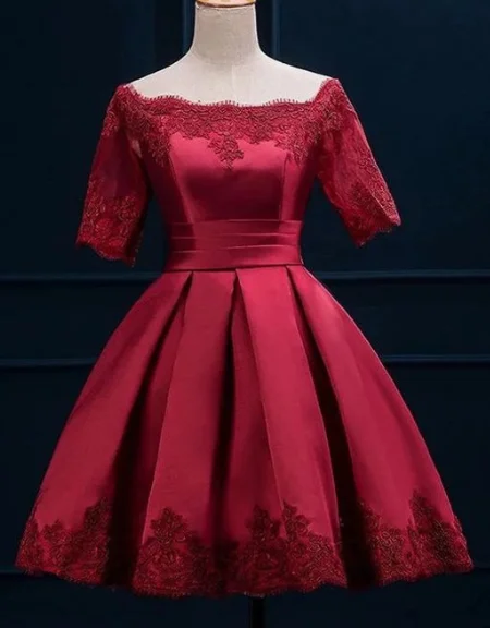 The Best Sale of the Year!burgundy homecoming dresses with sleeves  cg2357