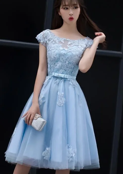 Exclusive Offers You’ll Love!Cute Blue Homecoming Dress, Lovely Knee Length Party Dress cg2245