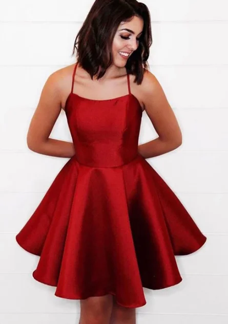 Your Dream Deal is Here!Cute burgundy satin short dress, homecoming dress cg2353
