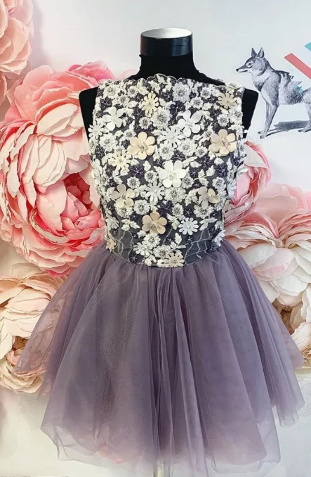 Unbeatable Prices!CUTE TULLE LACE SHORT DRESS, TULLE LACE HOMECOMING DRESS cg2391