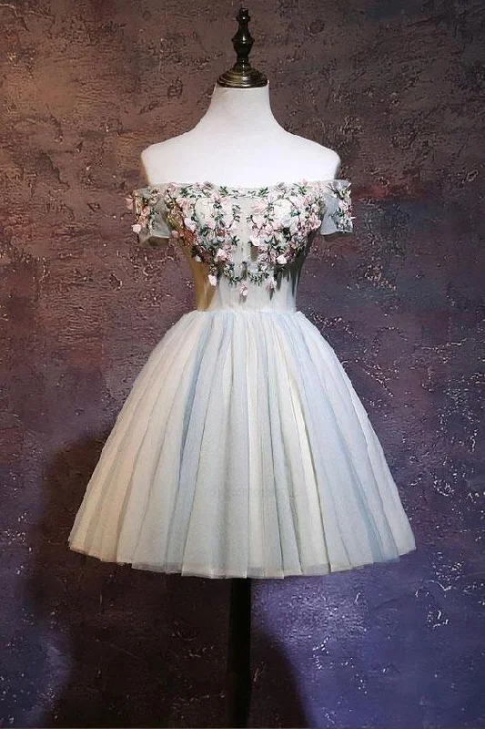 Get the Best for Less!Cute Tulle Off Shoulder Short homecoming Dress, Homecoming Dress cg2051