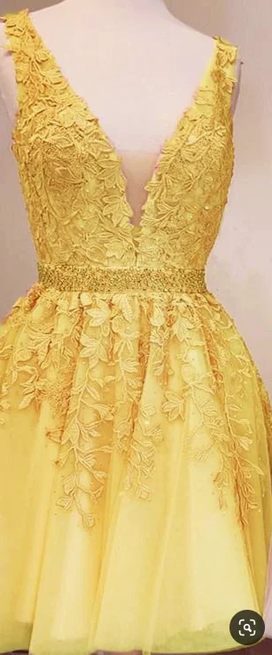 Save More When You Shop More!cute yellow lace homecoming dresses short tulle dresses cg2358