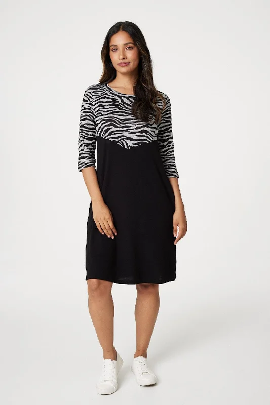 Your Exclusive Offer Awaits!Zebra Colour Block Mini Dress
