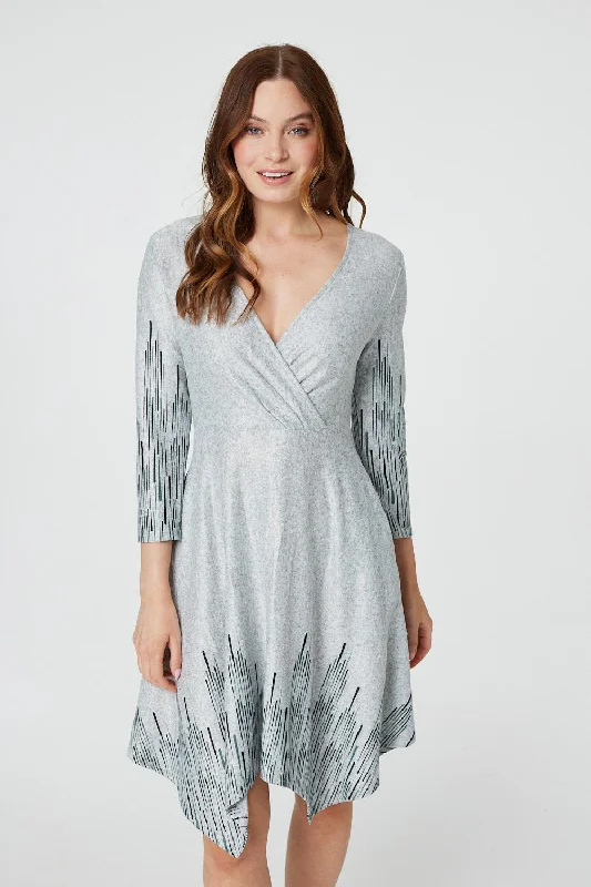 Great Deals, Just for You!Printed Hanky Hem Wrap Dress