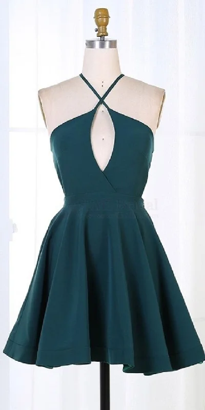 Limited Edition, Limited Price!Dark Green Short Satin Homecoming Dresses Party Dresses  cg2106