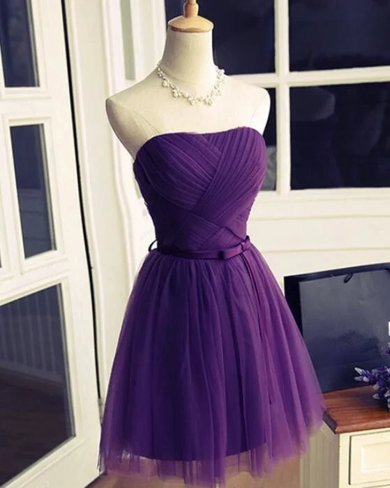 Limited Stock Available!Dark Purple Short Tulle Homecoming Dresses cg2175