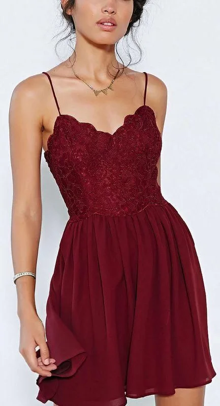 Unlock Huge Savings Now!Dark Red Evening dress Cocktail Dresses Backless homecoming dress Chiffon Mini Party Dresses Lace Short homecoming Dresses cg1800