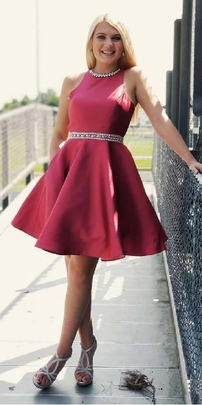 Your Wallet Will Thank You!Dark Red Homecoming Dresses with Pocket Open Back Short  Dress cg1661