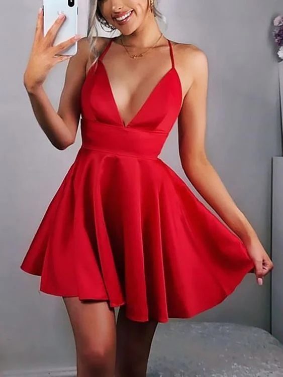Time to Snag a Bargain!Deep V Backless Pleated Slip Party homecoming Dress  cg1836
