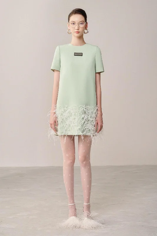 Unmissable Offers Await!Dolen Straight Feather Linen Cotton Mini Dress