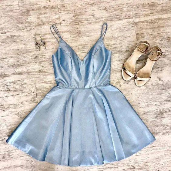 Don’t Wait – Shop Today!Double Straps Short Sky Blue homecoming Party Dress cg1841