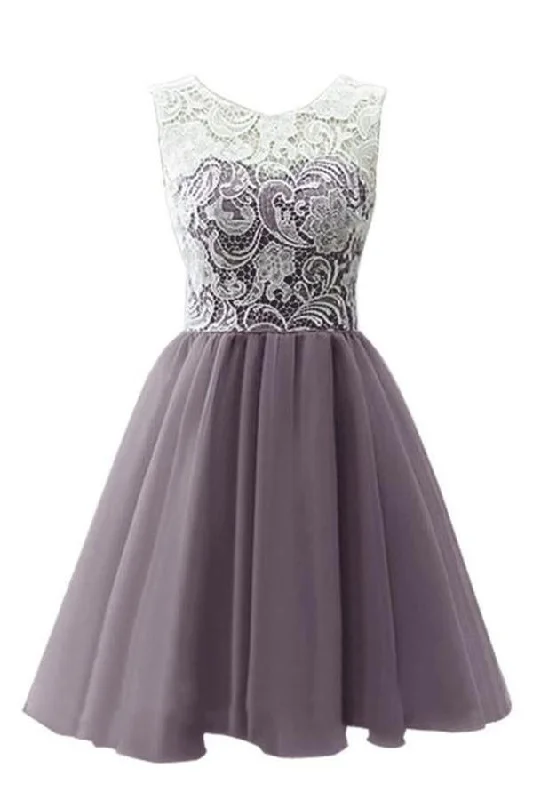 Shop the Hottest Deals!Elegant A-Line Round Neck Sleeveless Lace Homecoming Dress  cg2075